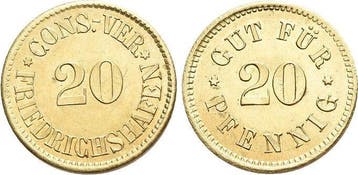 20 Pfennig Fredrichshafen, Stadt (wuerttemberg) Consum Ve..., Verzenden