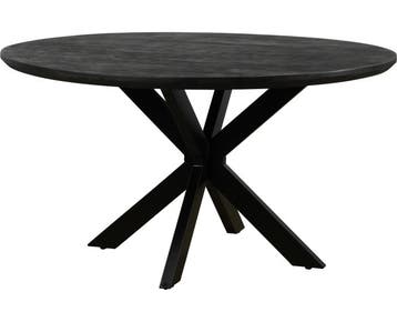 Eettafel Colorado rond mangohout 120 cm - Zwart, Huis en Inrichting, Tafels | Eettafels, Ophalen of Verzenden, Nieuw