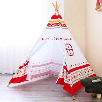 2dekans | Sunny LED Tipi Tent Rood/wit - 60 LED lampjes -, Ophalen of Verzenden, Zo goed als nieuw