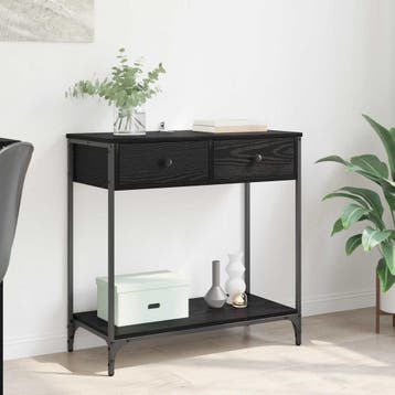 vidaXL Wandtafel Zwart Eiken 75 x 34,5 x 75 cm Bewerkt hout, Huis en Inrichting, Minder dan 45 cm, Verzenden, Nieuw, 70 cm of meer