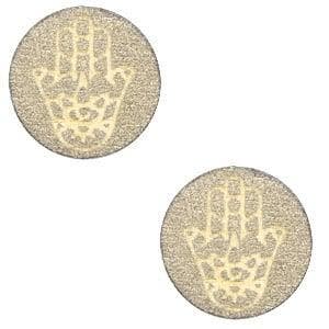 2 x Houten cabochon Hamsa hand van Fatima 12mm Pearl gold, Ophalen of Verzenden, Nieuw, Kraal