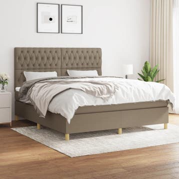 vidaXL Boxspring met matras stof taupe 180x200 cm, Eenpersoons, Verzenden, Nieuw, 80 cm
