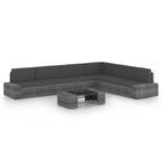 vidaXL 7-delige Loungeset met kussens poly rattan grijs, Verzenden, Nieuw, Rotan, Loungeset