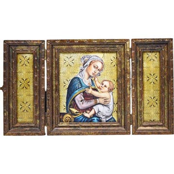Drieluik - Emaille, Metaal - 1940-1950 - Onze-Lieve-Vrouwe
