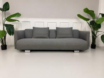 Rolf Benz Grata Sofa Stof Blauw Groen Bank, Driepersoons, Ophalen of Verzenden, Zo goed als nieuw, Rechte bank