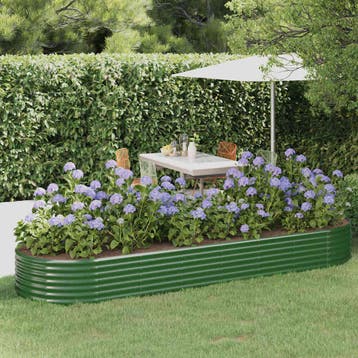 vidaXL Plantenbak 322x100x36 cm gegalvaniseerd staal groen, 100 cm of meer, Verzenden, Nieuw, Metaal