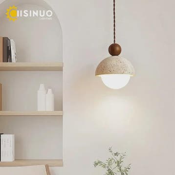 Natuurstenen Hanglamp Geel Travertin - Sfeervolle Verlichtin, Verzenden, Nieuw