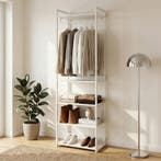 Kledingrek Jässaatka met 5 planken 200x61x40 cm grijs [en.ca, Verzenden, Nieuw