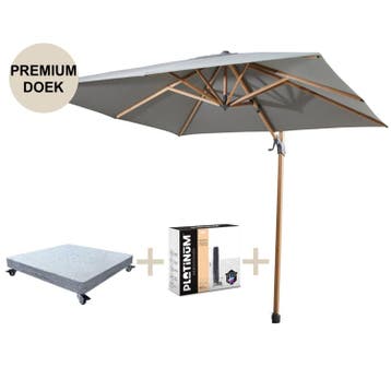 Siesta premium zweefparasol 300x300 cm houtlook charcoal 4, Ophalen of Verzenden, Nieuw