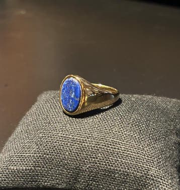 No-Fade Goud-Stijl Vergulde Lapis Lazuli Ring 17mm, IJzer of Staal, Nieuw, Ophalen of Verzenden, Dame of Heer