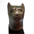 Oud-Egyptisch Brons Hoofd van een Kat