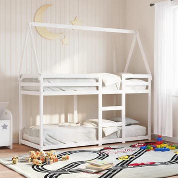vidaXL Stapelbed met bedhuis massief grenenhout wit 80x200, Eenpersoons, Verzenden, Wit, Nieuw
