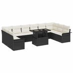 vidaXL Tuin Sofa Set met kussen met kussen 11 pcs Zwart Poly, Verzenden, Nieuw, Rotan