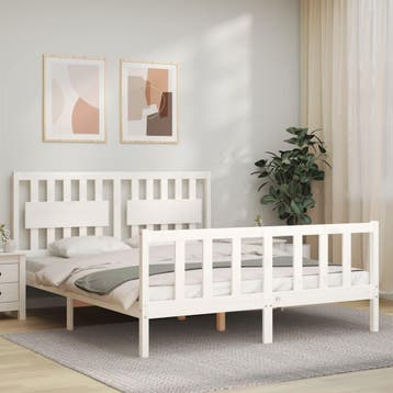 vidaXL Bedframe zonder matras massief grenenhout wit 160x200, Verzenden, Wit, 200 cm, 160 cm