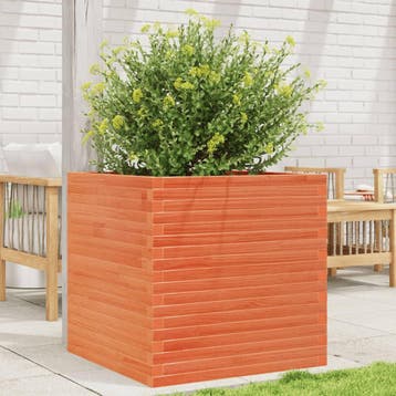 vidaXL Plantenbak 70x70x68,5 cm massief grenenhout wasbruin, Tuin en Terras, Bloembakken en Plantenbakken, Verzenden, Nieuw, Hout