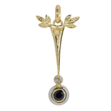Hanger - 18 karaat Geel goud - 0.36ct. tw. Saffier - Diamant
