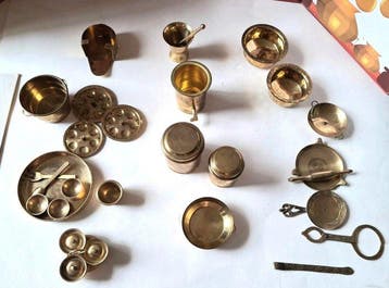 Themacollectie - Miniatuur-keukenset van messing - Desi Toys