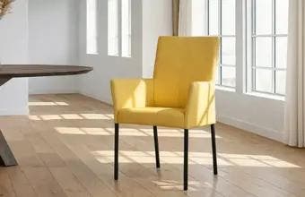 Geel leren eetkamerstoelen, Huis en Inrichting, Stoelen, Nieuw, Leer, Ophalen of Verzenden