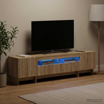 vidaXL 3-delige LED TV-kast EDE Sonoma Eiken Bewerkt hout, Minder dan 50 cm, Verzenden, Nieuw, Minder dan 100 cm