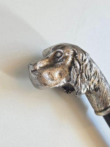 Wandelstok - hondenkop - Verzilverd - Verzilverd Hond Hij