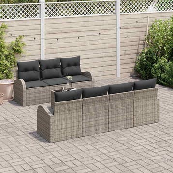 vidaXL Tuin Sofa Set 8 st 7-Aantal zitplaatsen Grijs poly, Verzenden, Nieuw, Rotan, 8 zitplaatsen