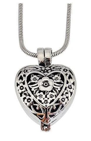 Anhanger, assieraad Hart bloemen vulling buis, Nieuw, Zilver, Overige materialen, Hart