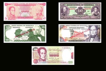 Venezuela. - 5 Banknotes - 1968/1998 - incl. remainder and