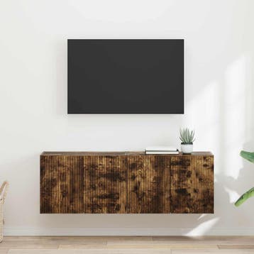 vidaXL TV-wandkast 2 st Gerookt eiken Bewerkt hout, Huis en Inrichting, Kasten | Televisiemeubels, Minder dan 50 cm, Verzenden