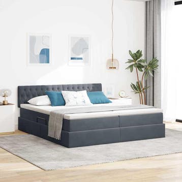 vidaXL Opslag bed met matras met hoofdeinde Donkergrijs 100, Huis en Inrichting, Slaapkamer | Bedden, Verzenden, Nieuw, Grijs