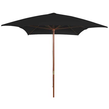 vidaXL Parasol met houten paal 200x300 cm zwart, Verzenden, Nieuw, 2 tot 3 meter