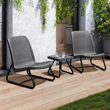 Wicker zitgroep Modica voor 2 personen, ergonomisch - grijs, Verzenden, Nieuw