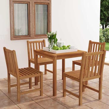 vidaXL 5-delige tuinset 80x80 cm massief teakhout, Verzenden, Nieuw, Hout, Tuinset