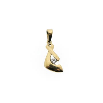 Gouden hanger met zirconia (Hanger of bedel), Ophalen of Verzenden, Gebruikt, Goud, Overige merken