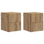 vidaXL Wandbeugel Bedkast 2 pcs Artisanaal eiken 34,5 x 33 x, Huis en Inrichting, Slaapkamer | Nachtkastjes, Minder dan 45 cm