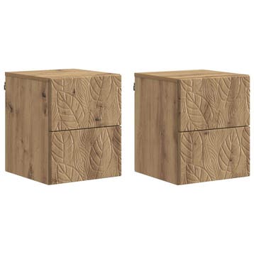 vidaXL Wandbeugel Bedkast 2 pcs Artisanaal eiken 34,5 x 33 x, Minder dan 45 cm, Verzenden, Nieuw, Minder dan 55 cm