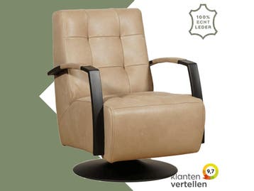 Leren draaifauteuil Mind - Kenia Taupe (taupe/bruin) -, Nieuw, Ophalen of Verzenden, 50 tot 75 cm, Industrieel, Modern