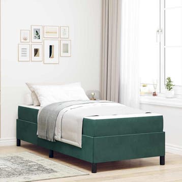 vidaXL Bedframe Donkergroen 80 x 200 cm Stof, Verzenden, Nieuw, Groen, Stof