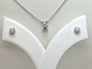 3-delige sieradenset - 14 karaat Witgoud - 0.84ct. tw.