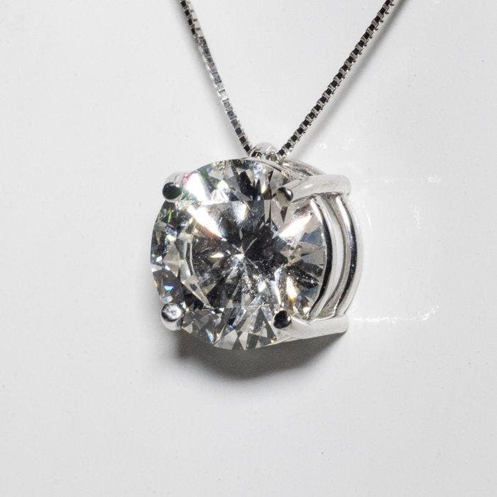 Ketting met hanger - 18 karaat Witgoud - 3.00ct. tw. Diamant, Sieraden, Tassen en Uiterlijk, Antieke sieraden