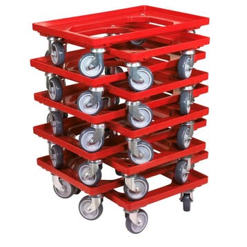 Dolly 60x40x15 rood met 4 rubberen zwenkwielen, nieuw - Set, Ophalen of Verzenden