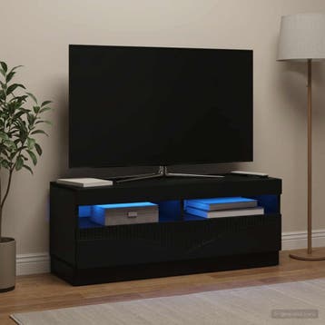 vidaXL LED tv-meubel Zwart Bewerkt hout, Minder dan 50 cm, Verzenden, Nieuw, Minder dan 100 cm