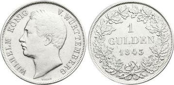 Gulden 1843 Wuerttemberg Wilhelm I 1816-1864, Verzenden