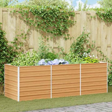 vidaXL Verhoogde plantenbak Licht Bruin 240 x 80 x 77 cm, Verzenden, Nieuw, Metaal, 60 tot 100 cm
