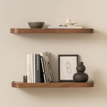 Kazai. Toke zwevende wandplank set van 2 60x20 cm walnoot, Verzenden, Nieuw