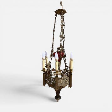 Kroonluchter - Opaline glas, Verguld brons