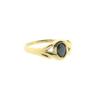Vintage gouden ring met saffier, Gebruikt, Ophalen of Verzenden, 17 tot 18, Met edelsteen