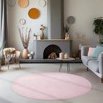Rond Wasbaar Vloerkleed | Sky | Uni | Rosé | 200x200 cm, Huis en Inrichting, Stoffering | Tapijten en Kleden, Verzenden, Nieuw