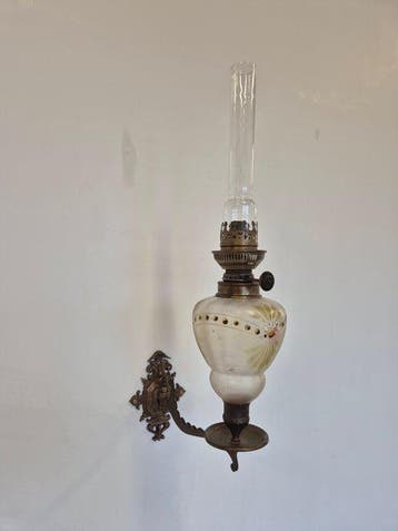 Wandlamp - Gegoten messing, beschilderd glas - Jugendstil