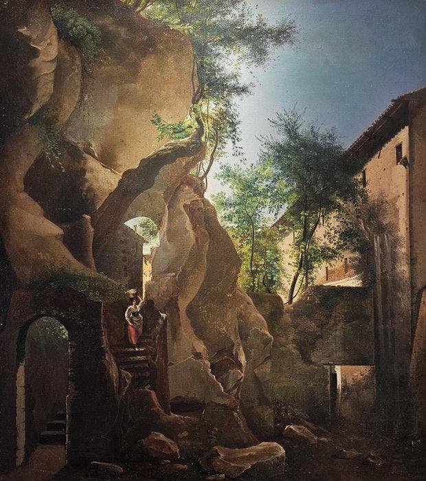 Augusto Corelli (1853-1918) - Scorcio di Arsoli, Antiek en Kunst, Kunst | Schilderijen | Klassiek