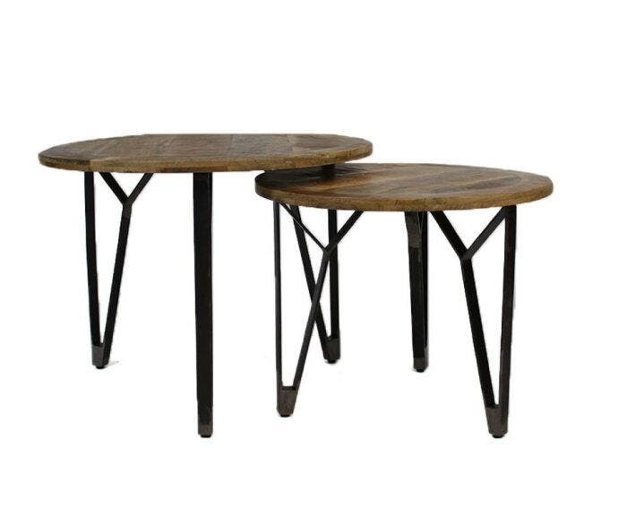 Salontafel Set Dabby | Mangohout, Huis en Inrichting, Tafels | Salontafels, Nieuw, Ophalen of Verzenden